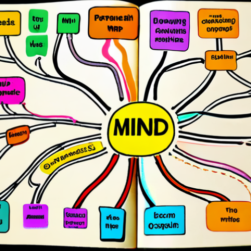 **Mind Mapping Visualization**: Create an illustration of a mind map that shows interconnected ideas and concepts related to personal organization and brainstorming. Use vibrant colors and different shapes to represent various thoughts branching out from a central theme.