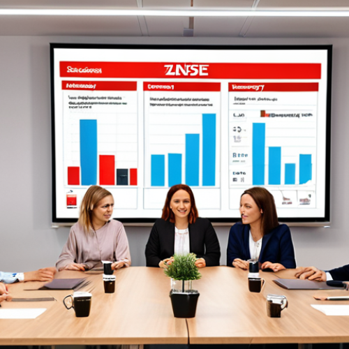 **

A dynamic, modern office setting with diverse professionals collaborating around a table. Focus on positive energy and team synergy. In the background, a large screen displays a SWOT analysis matrix ("Mocne Strony," "Słabe Strony," "Szanse," "Zagrożenia" clearly labeled in Polish). Visual elements should suggest growth, innovation, and strategic planning. Perhaps include a subtle Polish flag or a cityscape of Warsaw in the background to subtly ground it in the local context. Style: Clean, professional, slightly stylized, with warm lighting.

**